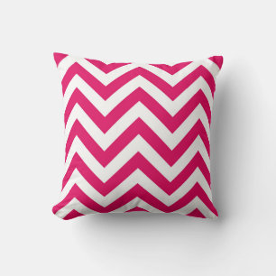 Coussin Framboise Blanc Grand Motif Chevron ZigZag