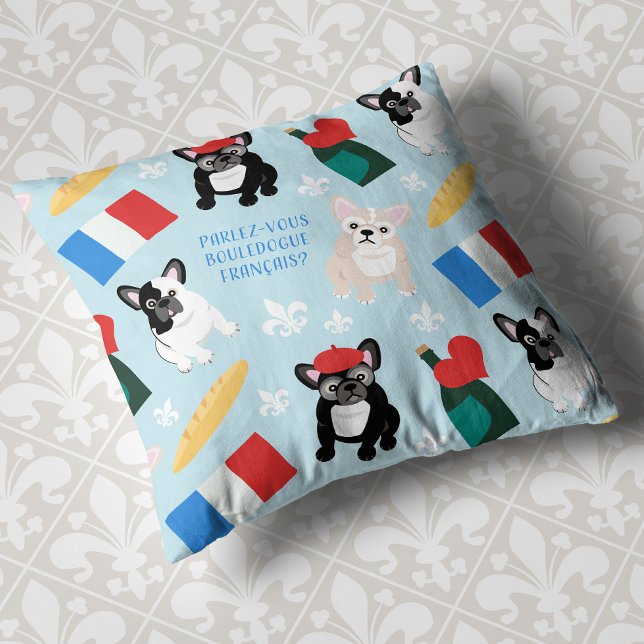 Coussin Français aller en France mignon Motif français Bul (Créateur téléchargé)
