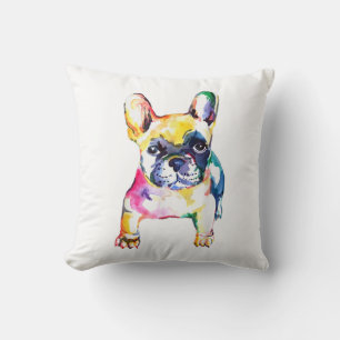 Coussin Français Bulldog Aquarelle Dessin À La Main Pour A