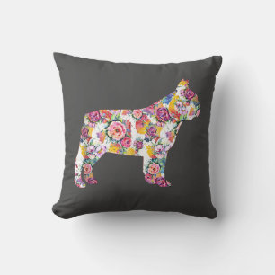 Coussin Français Bulldog Flower Motif Frenchie Bulldogs