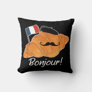 Coussin Français Croissant Lover France Drapeau Francophil