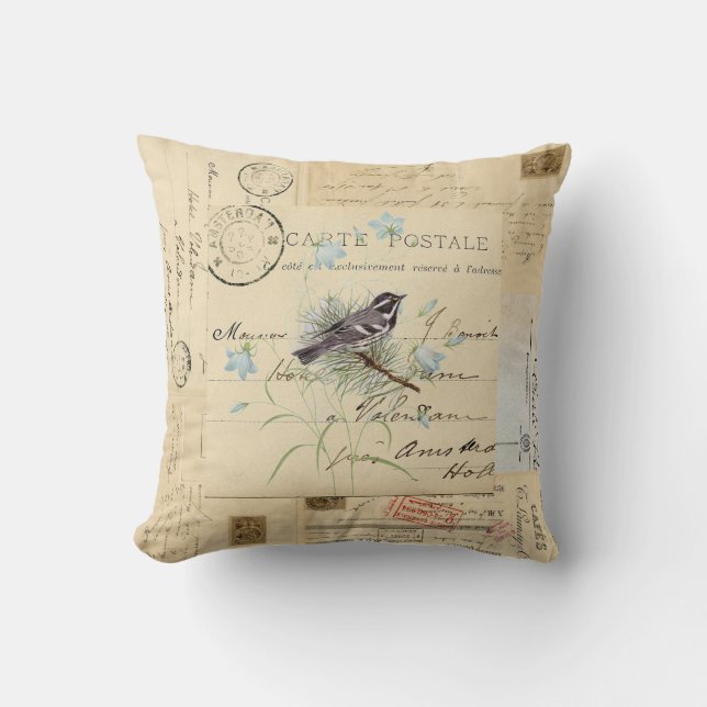 Coussin français de carte postale de fleurs (Recto)