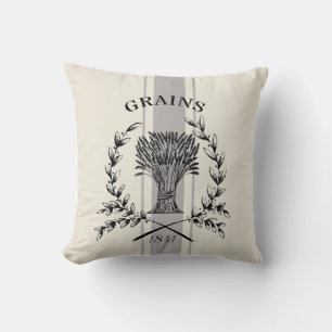 Coussin Français Farmhouse grain vintage wreath faux lin