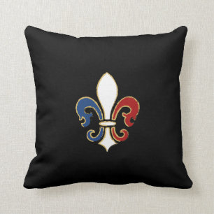 Coussin Français Flag Fleur de Lis avec de l'or