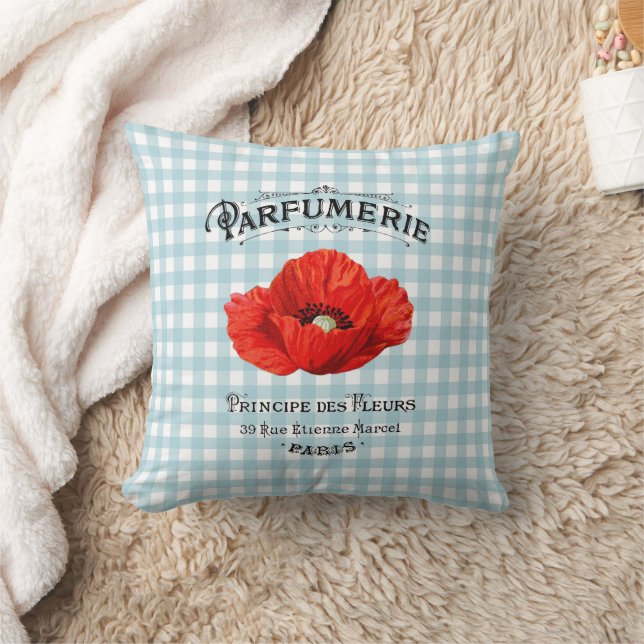 Coussin Français Parfum roumain À damiers Turquoise (Couverture)