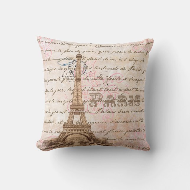 Coussin français vintage de rose d'écriture de (Recto)
