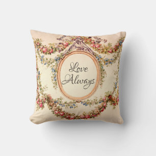 Coussin Français Vintage Floral Rose Aquarelle Amour Toujo