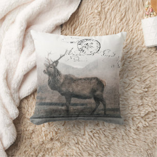 Coussin Français Vintage Stag Faux Vacances en Cuir