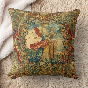Coussin Français Vintage Tapisserie Joyau Tons colorés