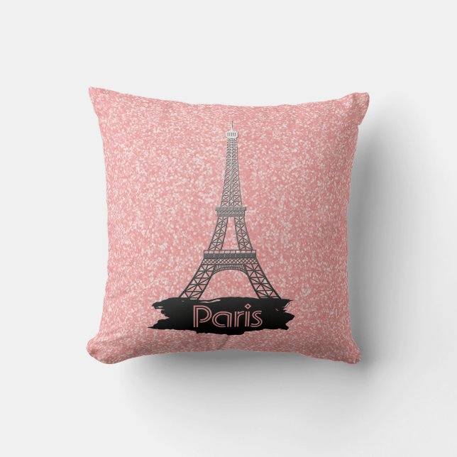Coussin Française rose Girly Paris de parties (Recto)