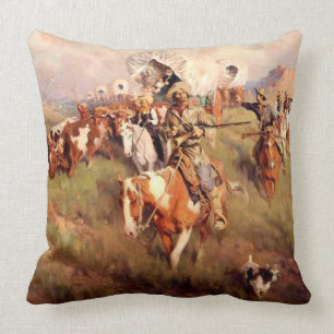 Coussin Frank Tenney Johnson Art Occidental "Ever Westward