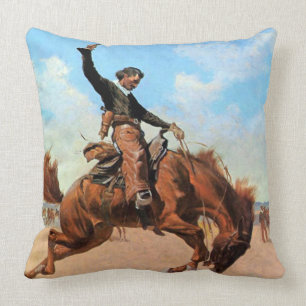 Coussin Frédéric Remington Art Occidental "Bronco Buster"