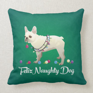Coussin French Bulldog Feliz Naughty Dog Christmas