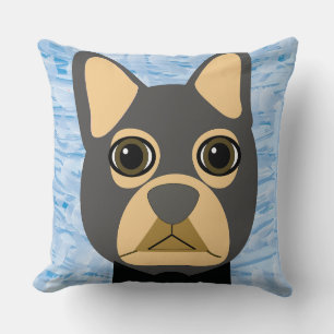 Coussin French Bulldog, Frenchie Brown et Grey