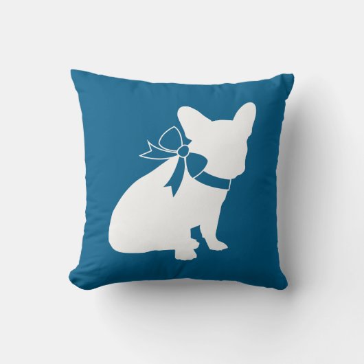 Coussin French Bulldog Theme Party - Baby shower Blue (Recto)