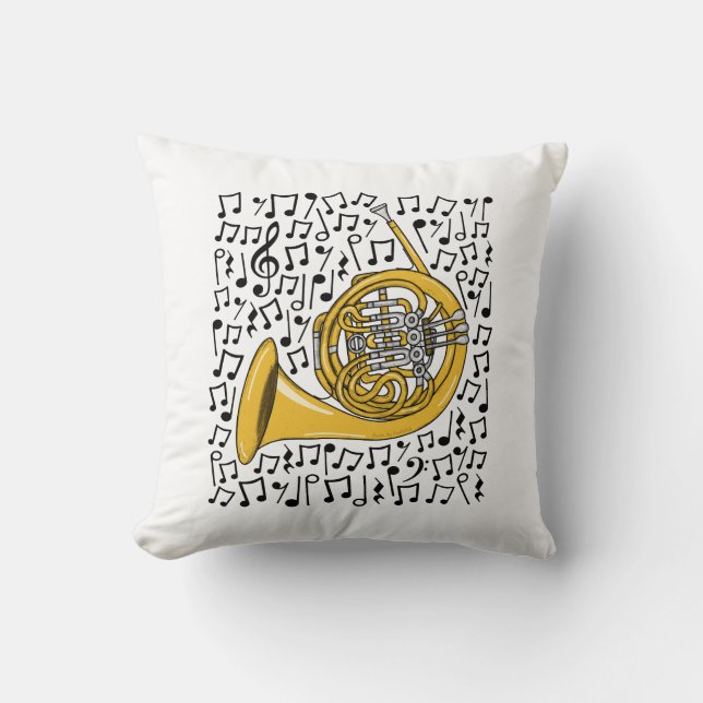 Coussin French Horn Notes musicales Brass Music Teacher (Recto)