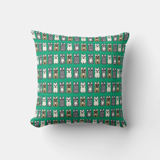 Coussin Frenchie friends, green (Recto)