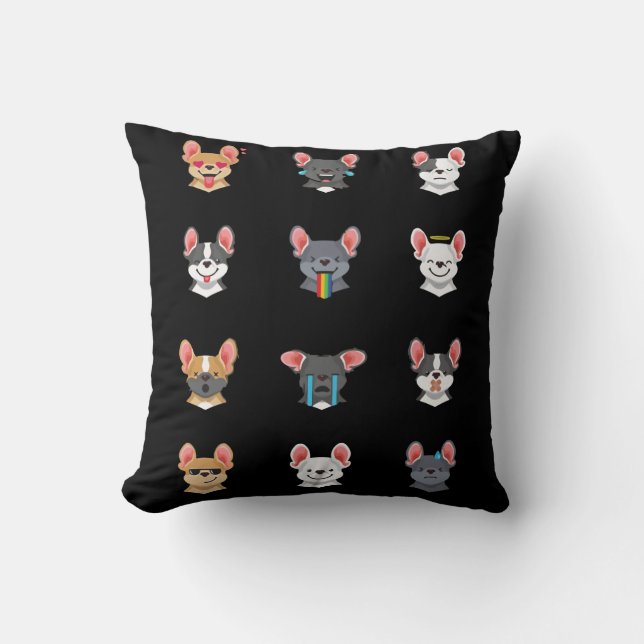 Coussin Frenchie Gift | Taureau français du visage émotion (Recto)