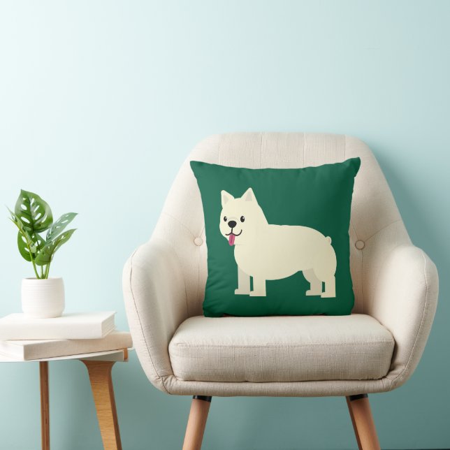 Coussin Frenchie Lover Green (Chaise)