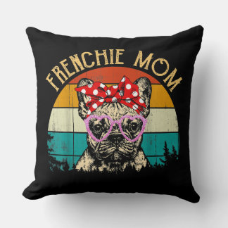 Coussin Frenchie Mom Gift Vintage Retro Style French Bulle