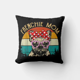 Coussin Frenchie Mom Gift Vintage Retro Style French Bulle