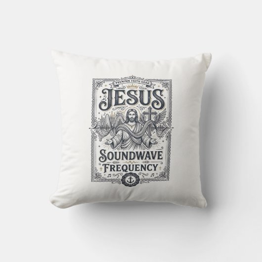 Coussin Fréquence d'onde sonore de Jésus Fréquence d'onde  (Recto)
