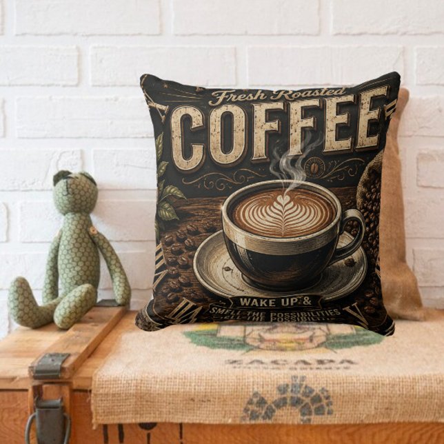 Coussin Fresh Roasted Coffee Rustic Farmhouse (Créateur téléchargé)