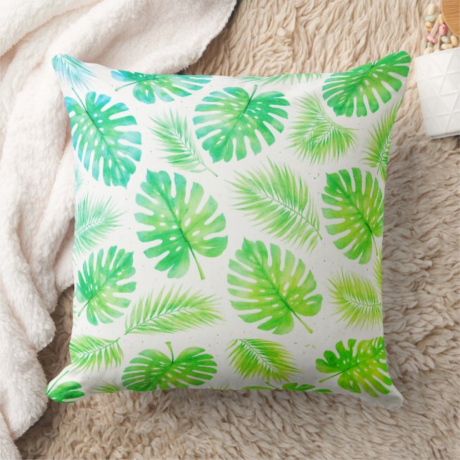 Coussin Fresques de feuilles de monstera et de palmier ver (Couverture)