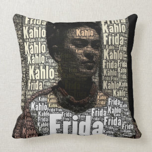 Coussin Frida Kahlo Lettering Portrait