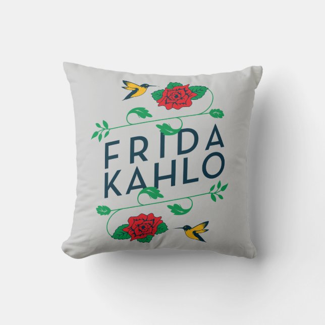 Coussin Frida Kahlo | Typographie florale (Recto)