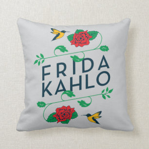 Coussin Frida Kahlo Typographie florale