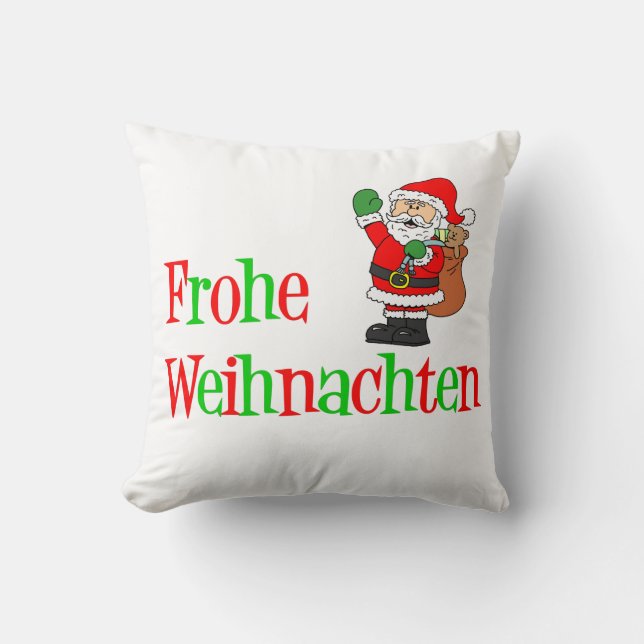 Coussin Frohe Weihnach Allemand Noël Père Noël Jeter l'ore (Recto)
