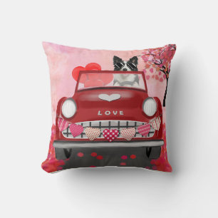 Coussin Frontière Collie voiture avec les coeurs Valentine