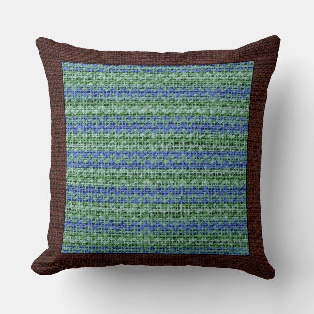 Coussin Frontière Marron Moderne Chevron de couleur Burlap (Recto)
