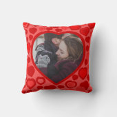 Coussin Frontière rouge de photo de coeurs (Verso)
