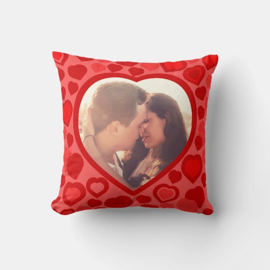Coussin Frontière rouge de photo de coeurs (Recto)
