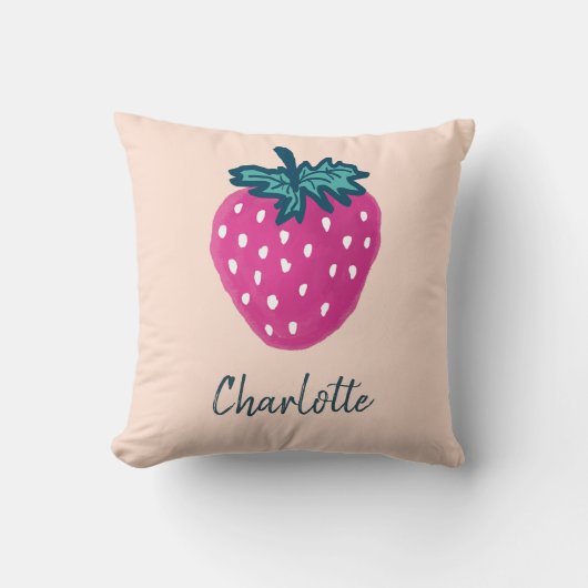 Coussin Fruit aux fraises mûre Nom personnalisé (Recto)