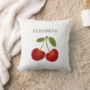 Coussin Fruit Cerises rouges Nom personnalisé