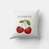 Coussin Fruit Cerises rouges Nom personnalisé (Verso)