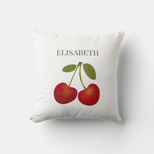 Coussin Fruit Cerises rouges Nom personnalisé (Recto)