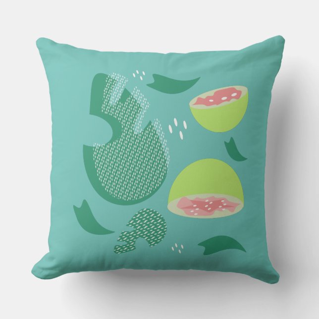 Coussin Fruit d'été Monstera rose guava (Recto)