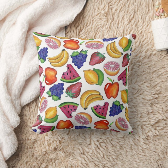 Coussin Fruit Imprimé Pamplemousse Banane Pomme Fraise Cit (Couverture)