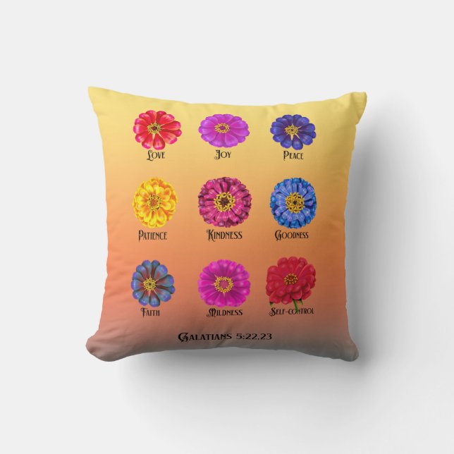 Coussin Fruitage of the spirit With Zinnias  (Recto)