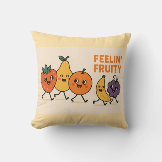 Coussin Fruité Feelin - Belle illustration de fruits march (Recto)
