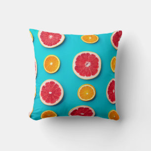 Coussin Fruits colorés motif d'orange frais et de raisin