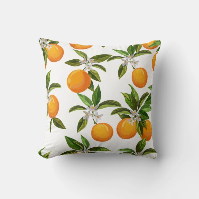 Coussin Fruits d'agrumes : Illustration numérique Vintage (Recto)