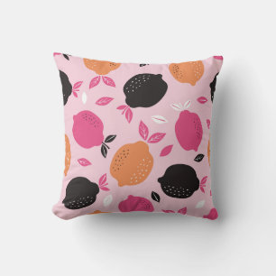 Coussin Fruits d'agrumes, motif textile vintage.