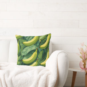 Coussin Fruits de banane et feuilles Humeur tropicale