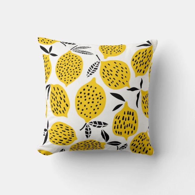 Coussin Fruits de citron : design vintage et transparent. (Recto)