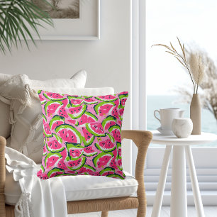 Coussin Fruits de pastèque rose Motif Preppy